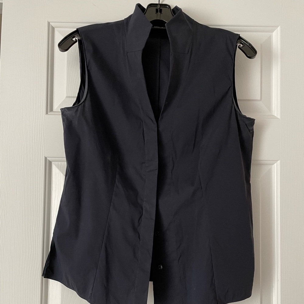 Akris Blouse, Navy, size 10
